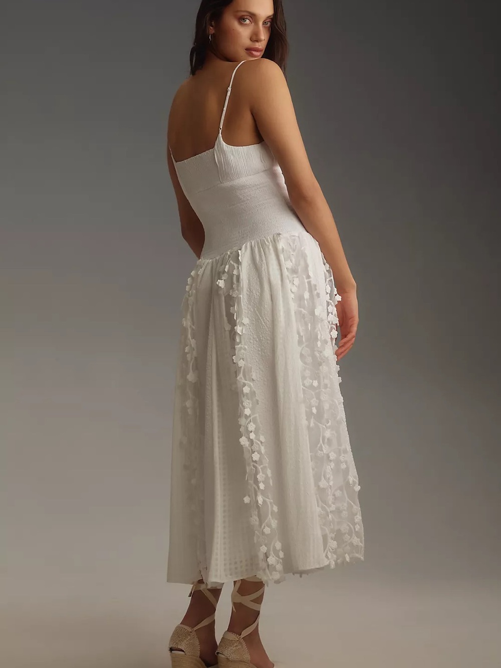 Anthropologie Maeve Sleeveless Embellished Smocked Midi Dress - Picture 3 of 13